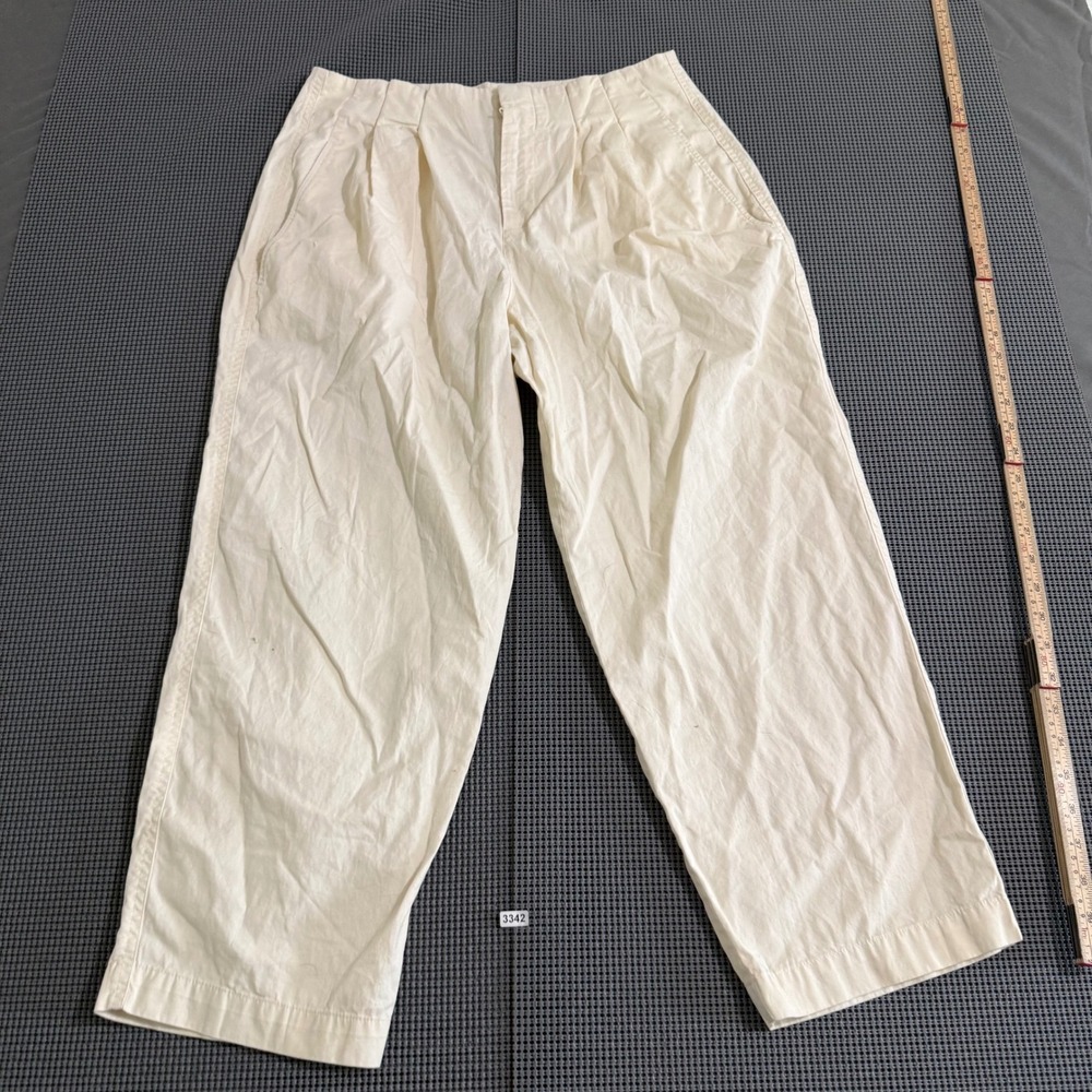 Abercrombie & Fitch Womens Cream Pleated Wide Leg Pants Size 30S